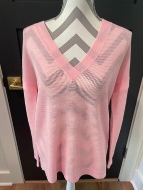 J.Crew Pale Pink V Neck Merino Wool Cottagecore Lightweight Knit Sweater Size S